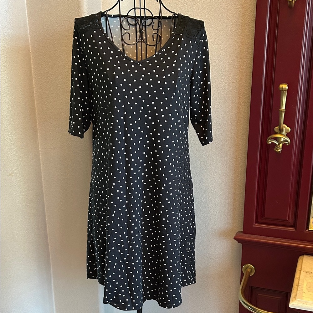 Black Polka Dot and Lace Dress